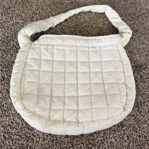 Quilted Cream Shoulder Bag - Soft Puffer Style